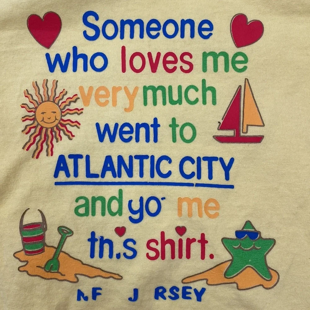 Hanes Kids Atlantic City Graphic Tee Yellow 4T Novelty Print - Picture 5 of 12